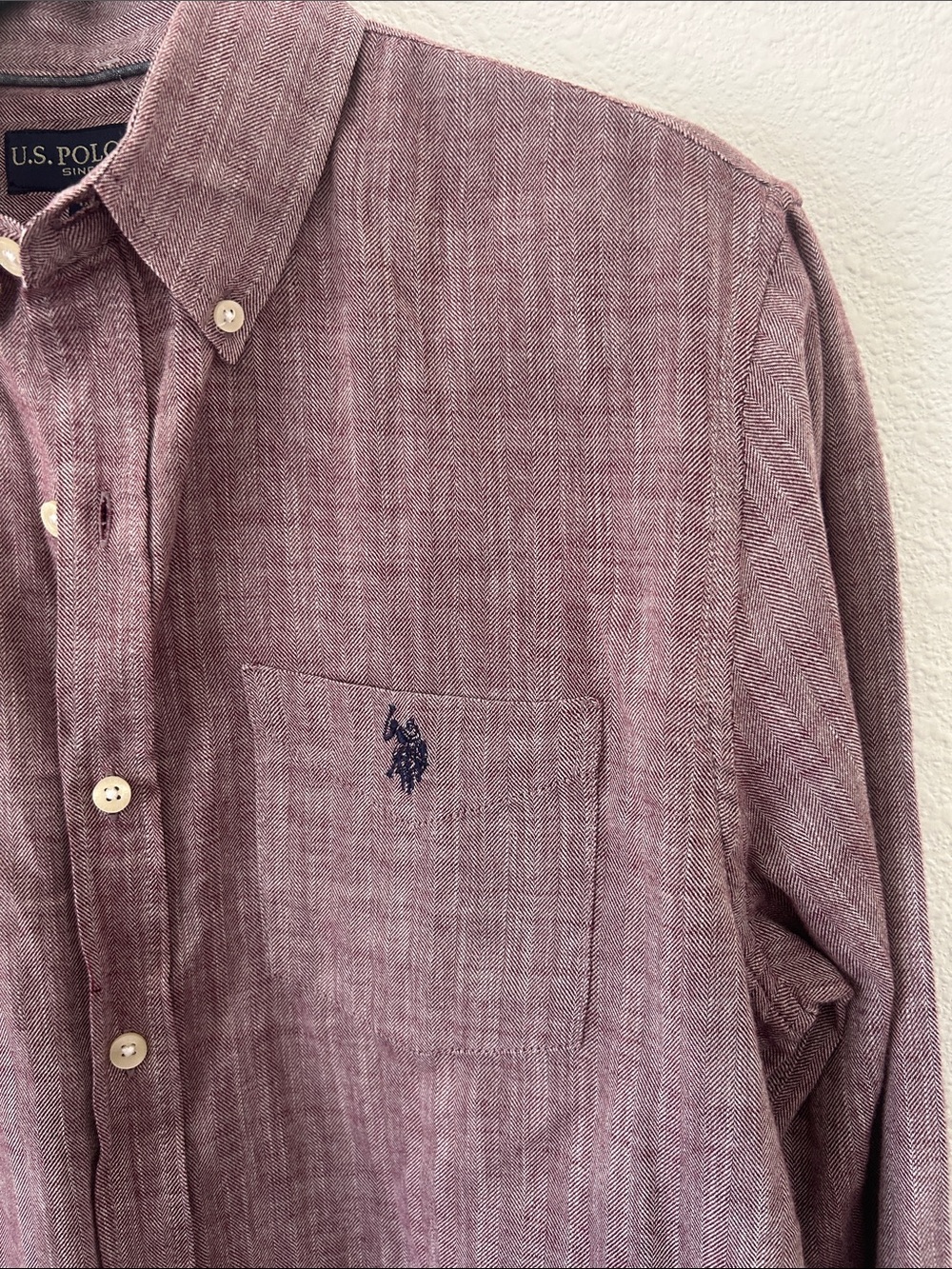 U.S. Polo Assn. Burgundy Cotton Button-Down Shirt - Picture 3 of 7